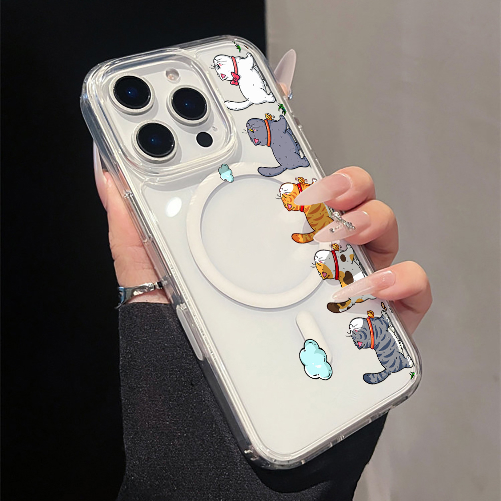 Apple Iphone 15 Pro Max - 귀여운 만화 고양이 투명 폰 케이스