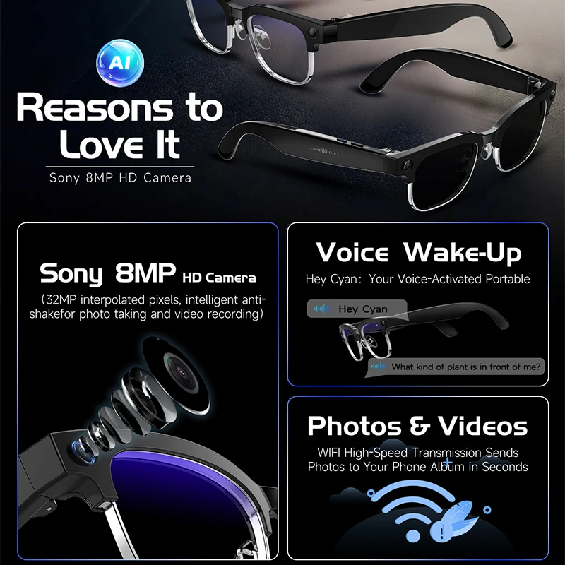 W630 HeyCyan AI 음성 인식 지능형 번역 질 - Smart Glasses Lens 리뷰 및 가격